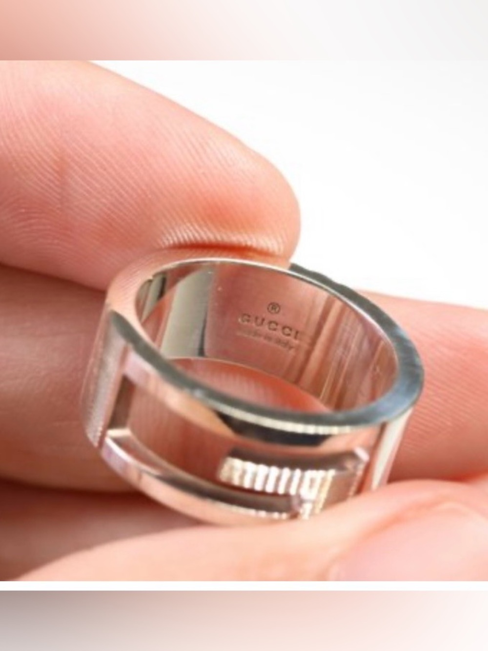 Gucci Silver Interlocking G-Style Band Ring